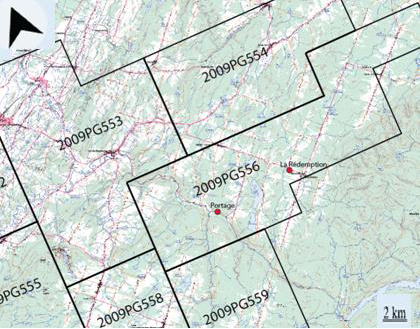 Localisation des forages exécutés en 2011 dans le Bas-St-Laurent